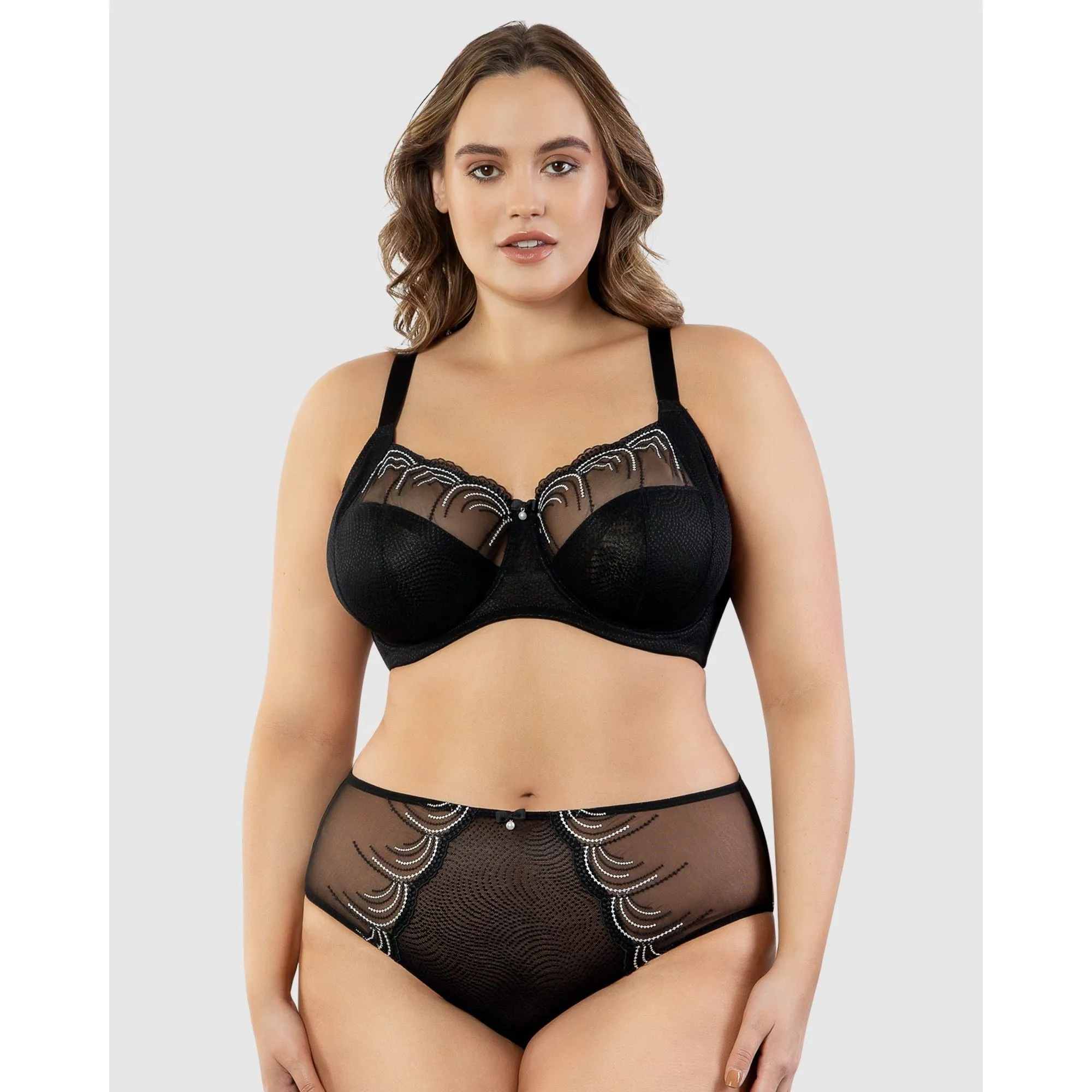 Pearl Wired Unlined Full Bust Bra With Embroidery
