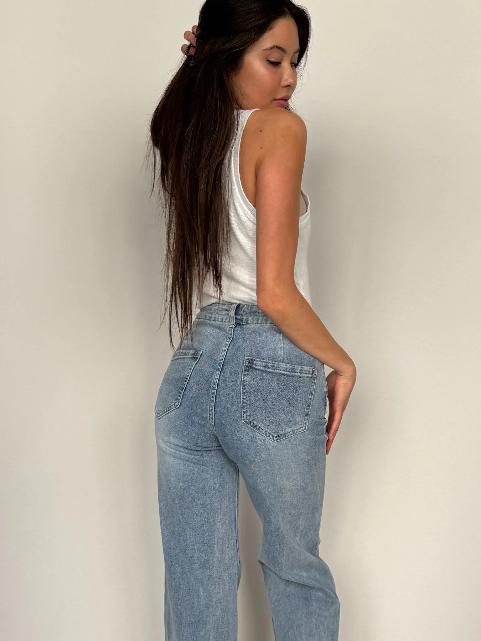 Premium Wide Leg Jeans - Light Blue