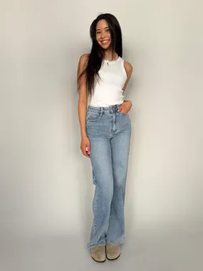 Premium Wide Leg Jeans - Light Blue