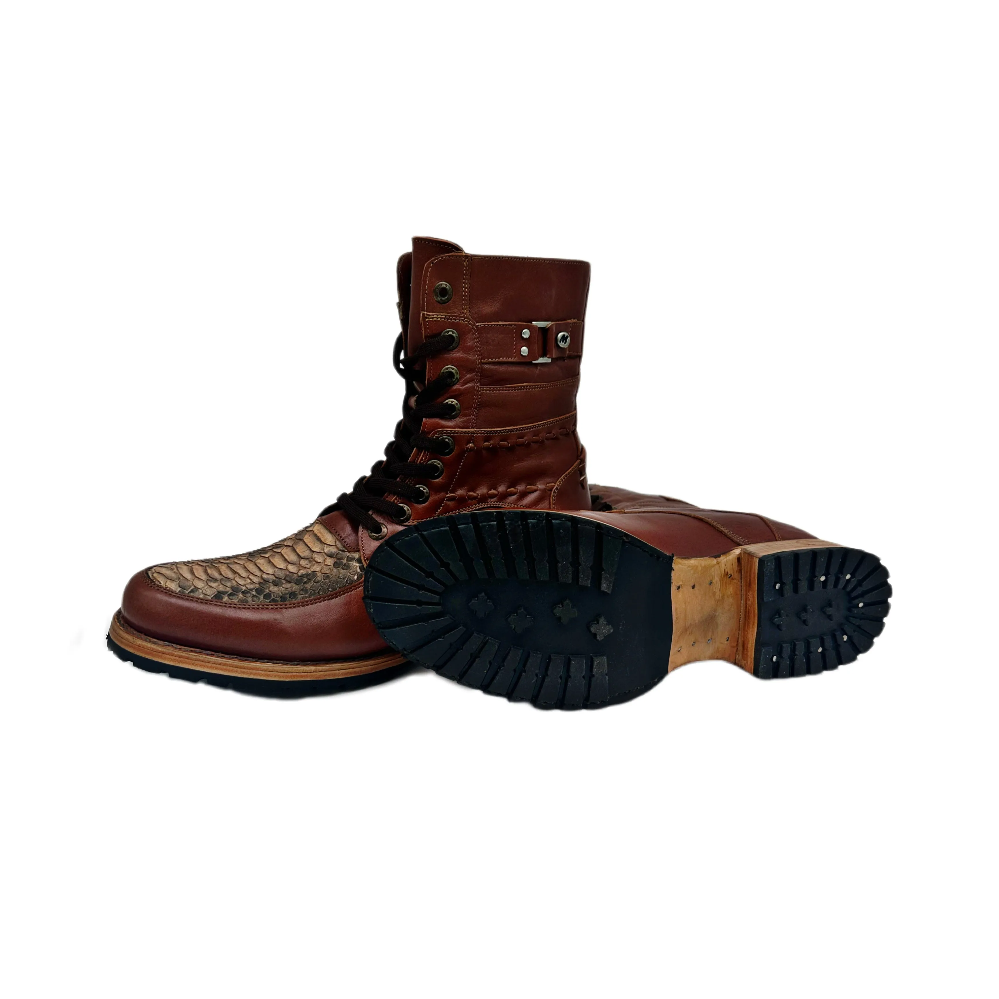 Python Snakeskin Expedition  Lace-Up Hiking Boots
