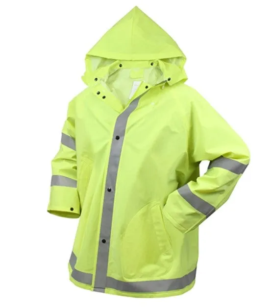 Rothco Mens Safety Reflective Rain Jacket - Safety Green - Size 2XL