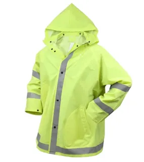 Rothco Mens Safety Reflective Rain Jacket - Safety Green - Size 2XL