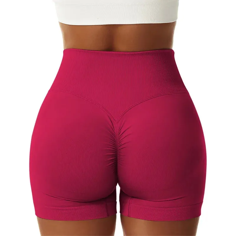 Seamless Sports Shorts V-Waist High Waist Yoga Gym Running Shorts