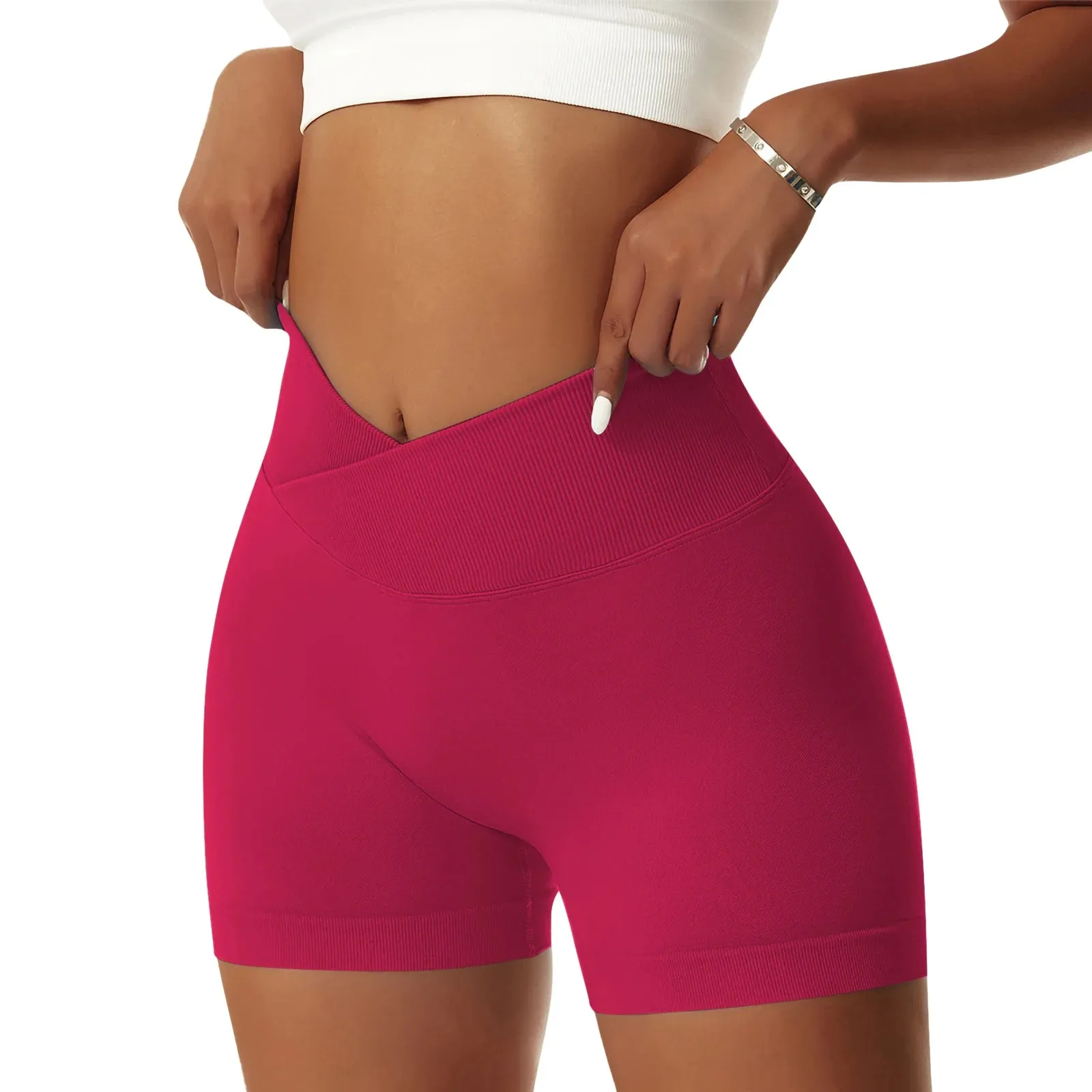 Seamless Sports Shorts V-Waist High Waist Yoga Gym Running Shorts