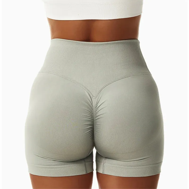 Seamless Sports Shorts V-Waist High Waist Yoga Gym Running Shorts