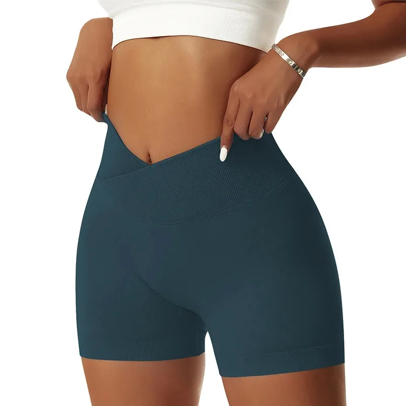 Seamless Sports Shorts V-Waist High Waist Yoga Gym Running Shorts