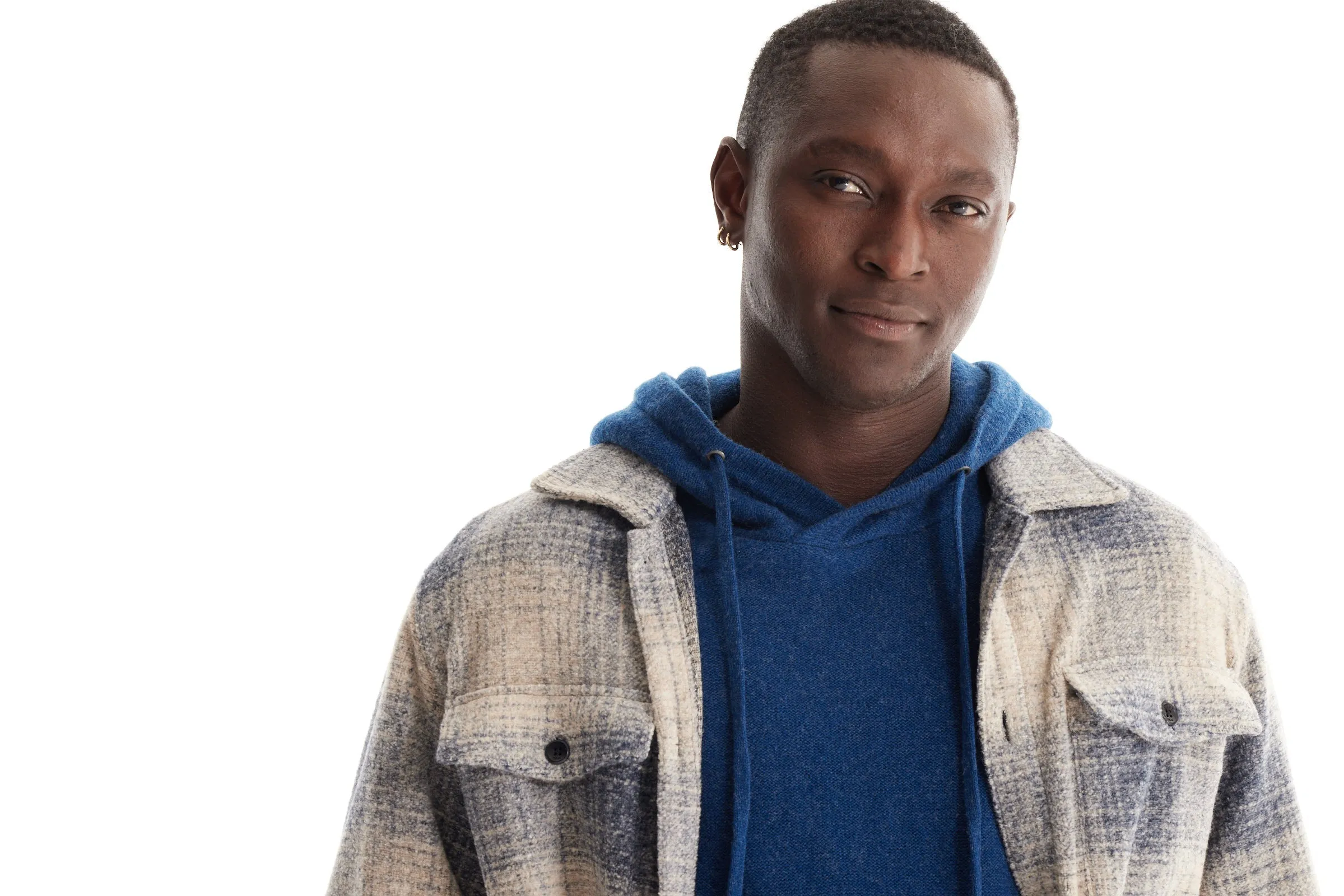 Soft Cloth Melrose Shirt Jacket in Soft Wool - Indigo Mix