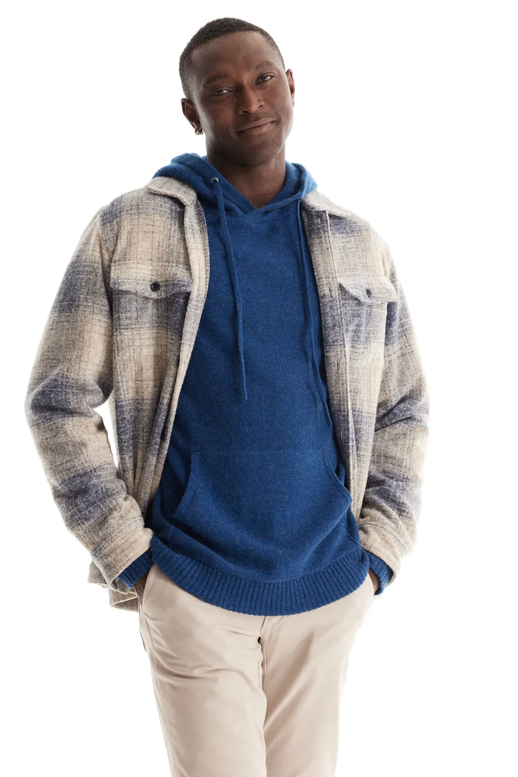 Soft Cloth Melrose Shirt Jacket in Soft Wool - Indigo Mix