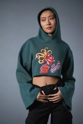 STAY SANSKARI HIGH LOW HOODIE GREEN
