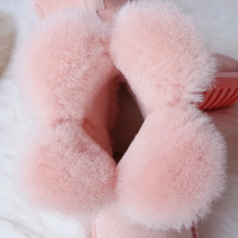 Sweet Clover Flower Wool Shearling Winter Boots