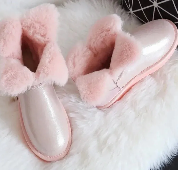 Sweet Clover Flower Wool Shearling Winter Boots