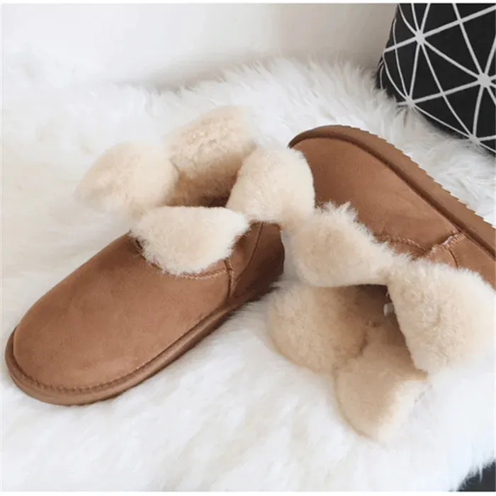 Sweet Clover Flower Wool Shearling Winter Boots