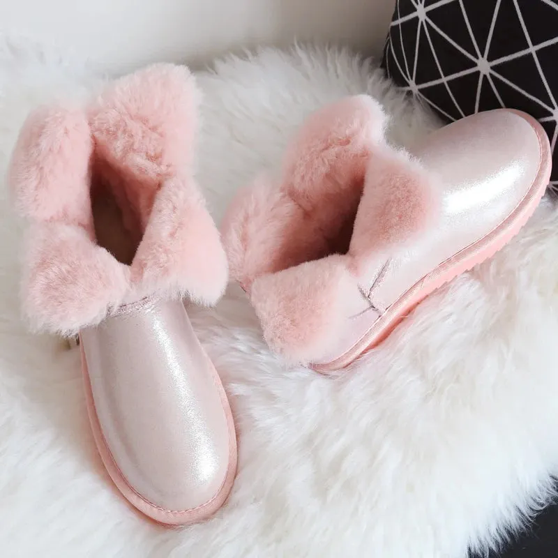 Sweet Clover Flower Wool Shearling Winter Boots