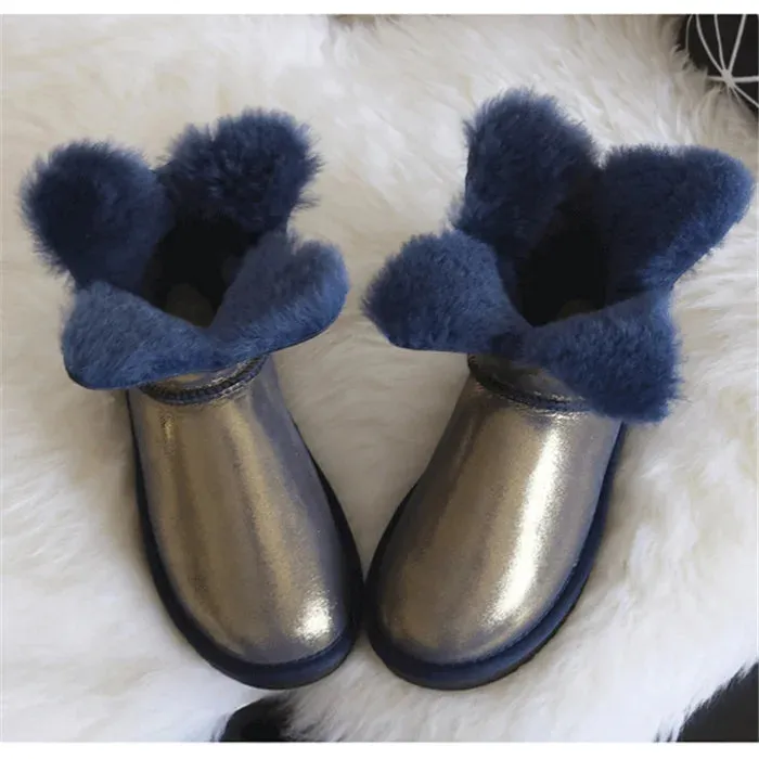 Sweet Clover Flower Wool Shearling Winter Boots
