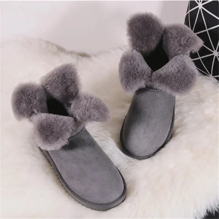 Sweet Clover Flower Wool Shearling Winter Boots