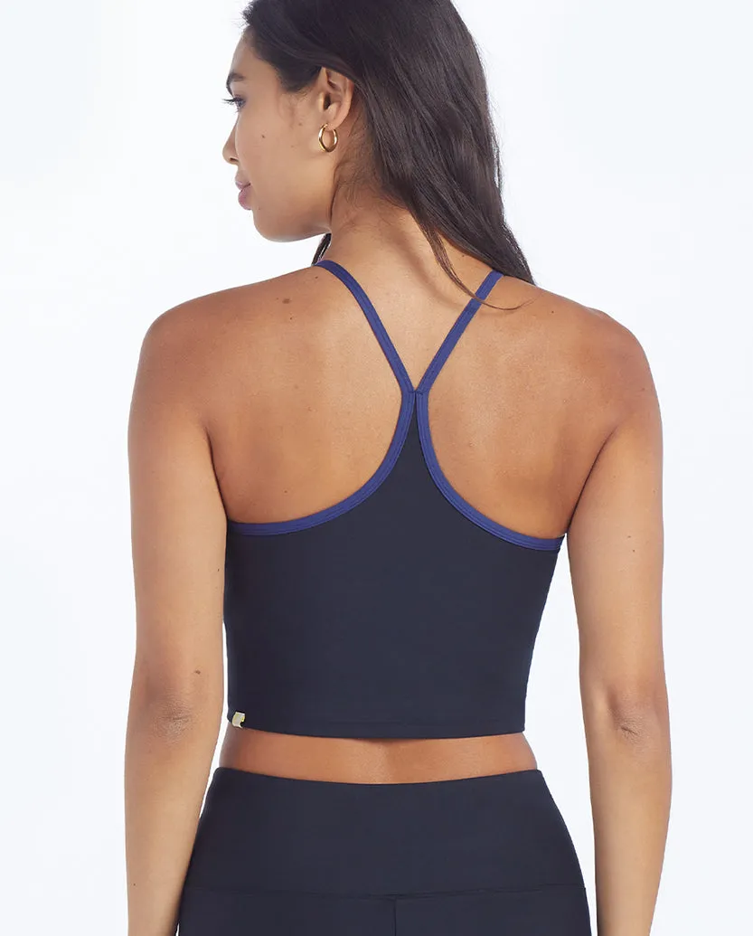 The High Neck Midi Sports Bra Tank - Baltic & Sea Urchin