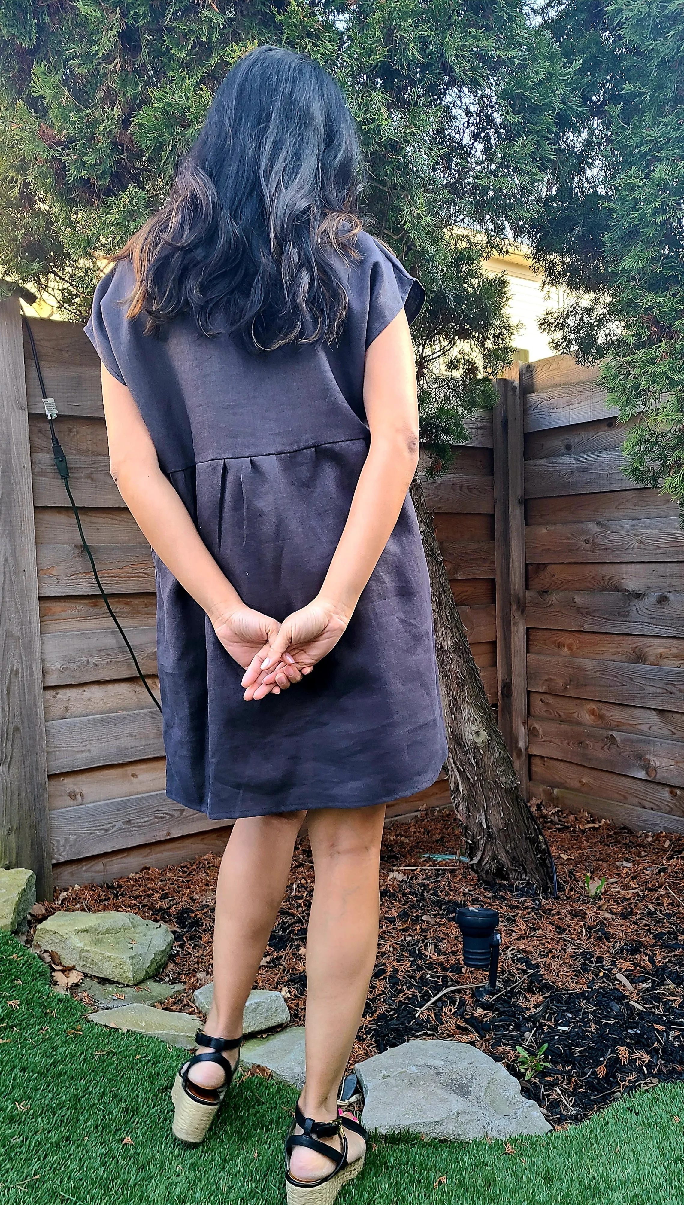 The LILY Linen Dress in Charcoal