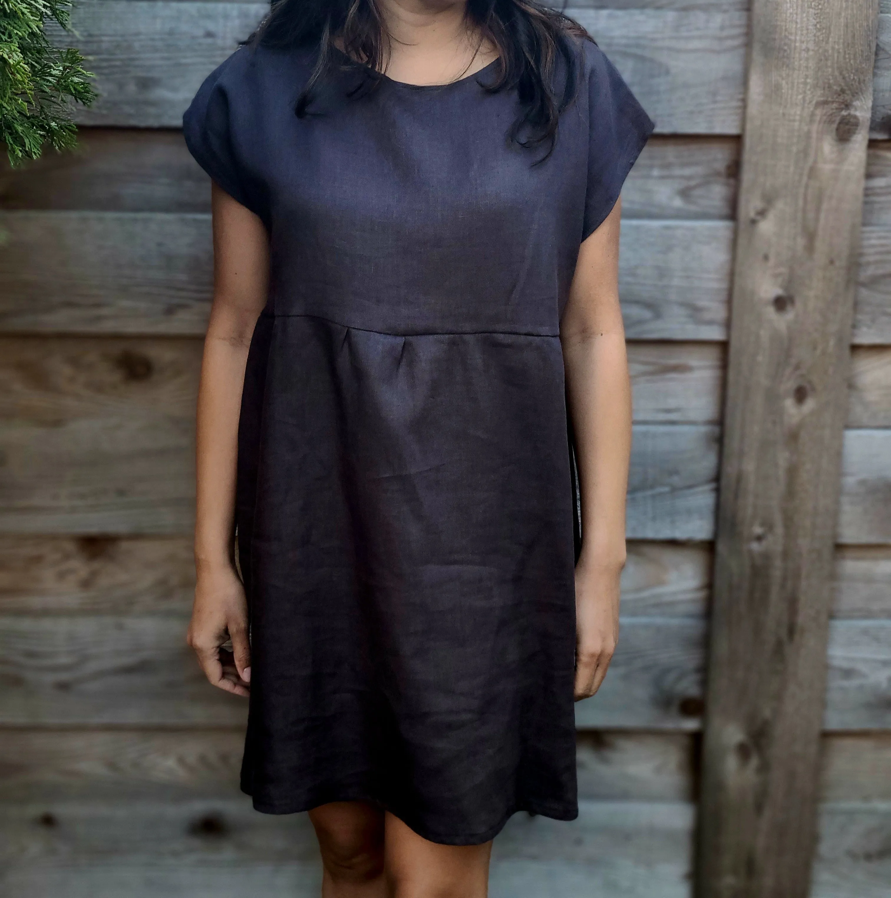 The LILY Linen Dress in Charcoal