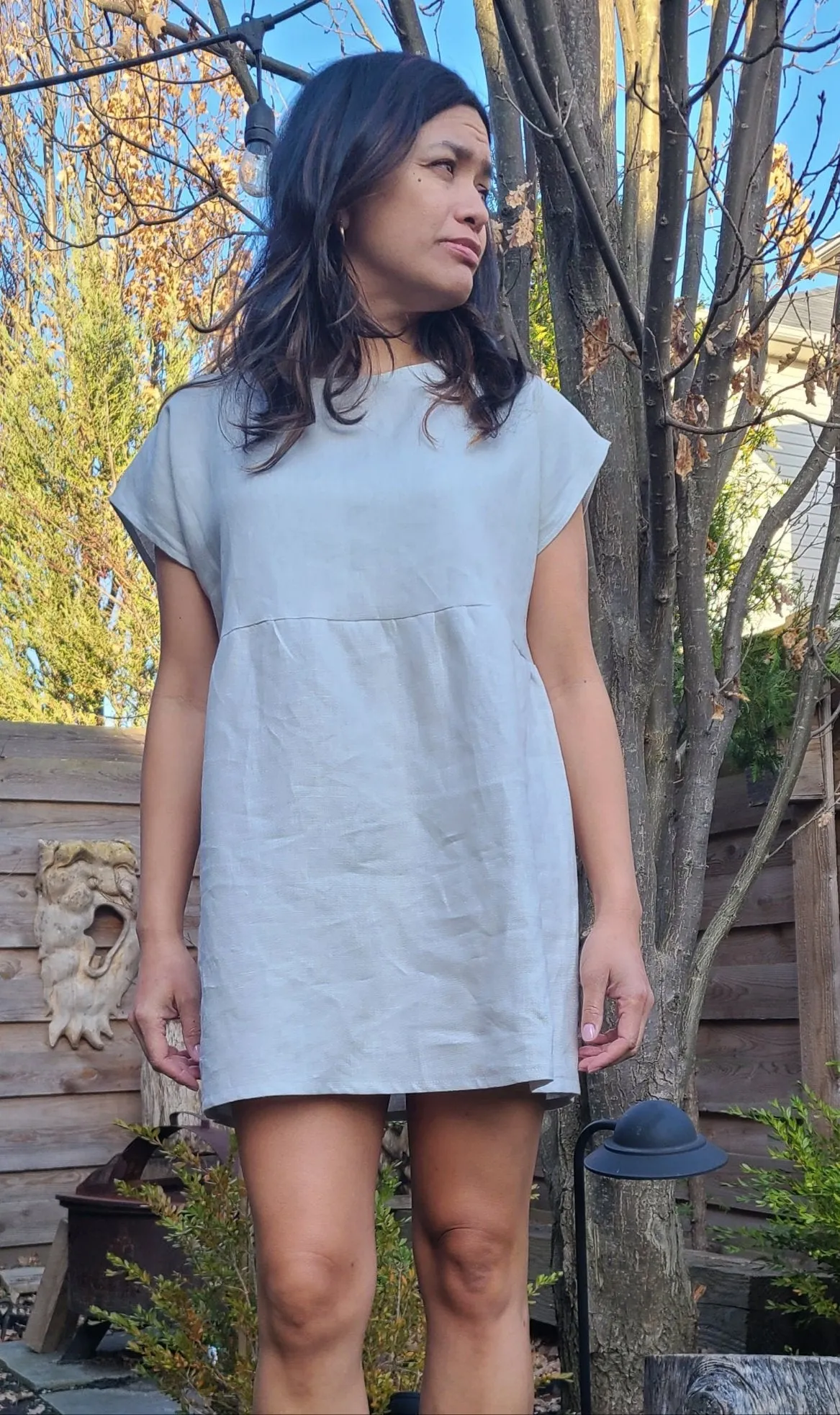 The LILY Linen Dress in Dove Grey