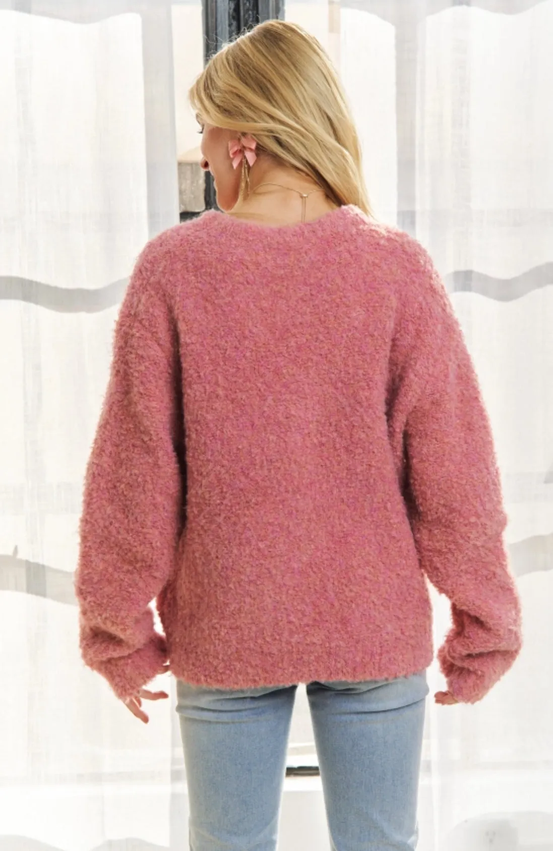 Very Fuzzy Warm Rose Sweater