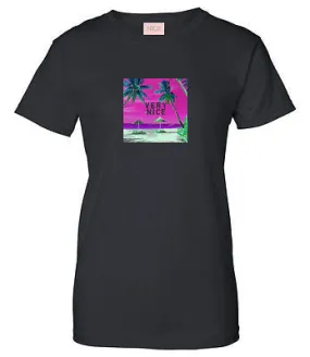 Very Nice Palm Tree Vacay Logo Womens T-Shirt Tee