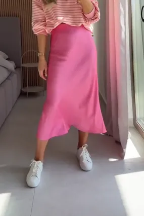 Women's Casual Comfortable Solid Color Satin Skirt