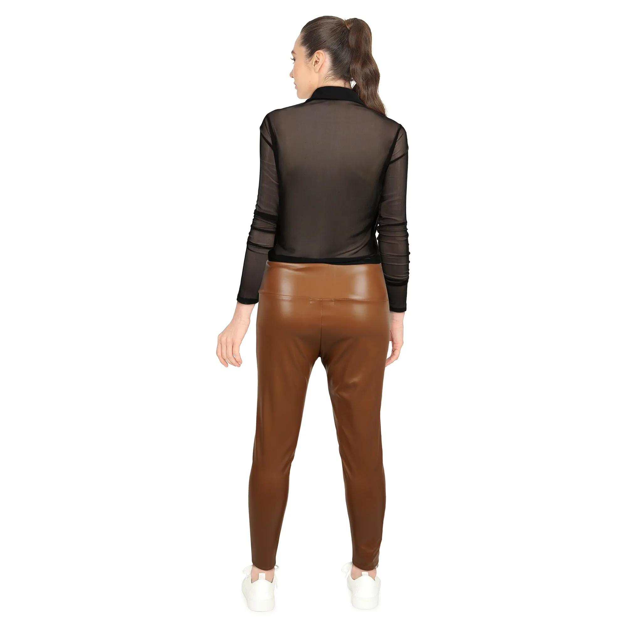 Women's Faux Leather Capri Leggings