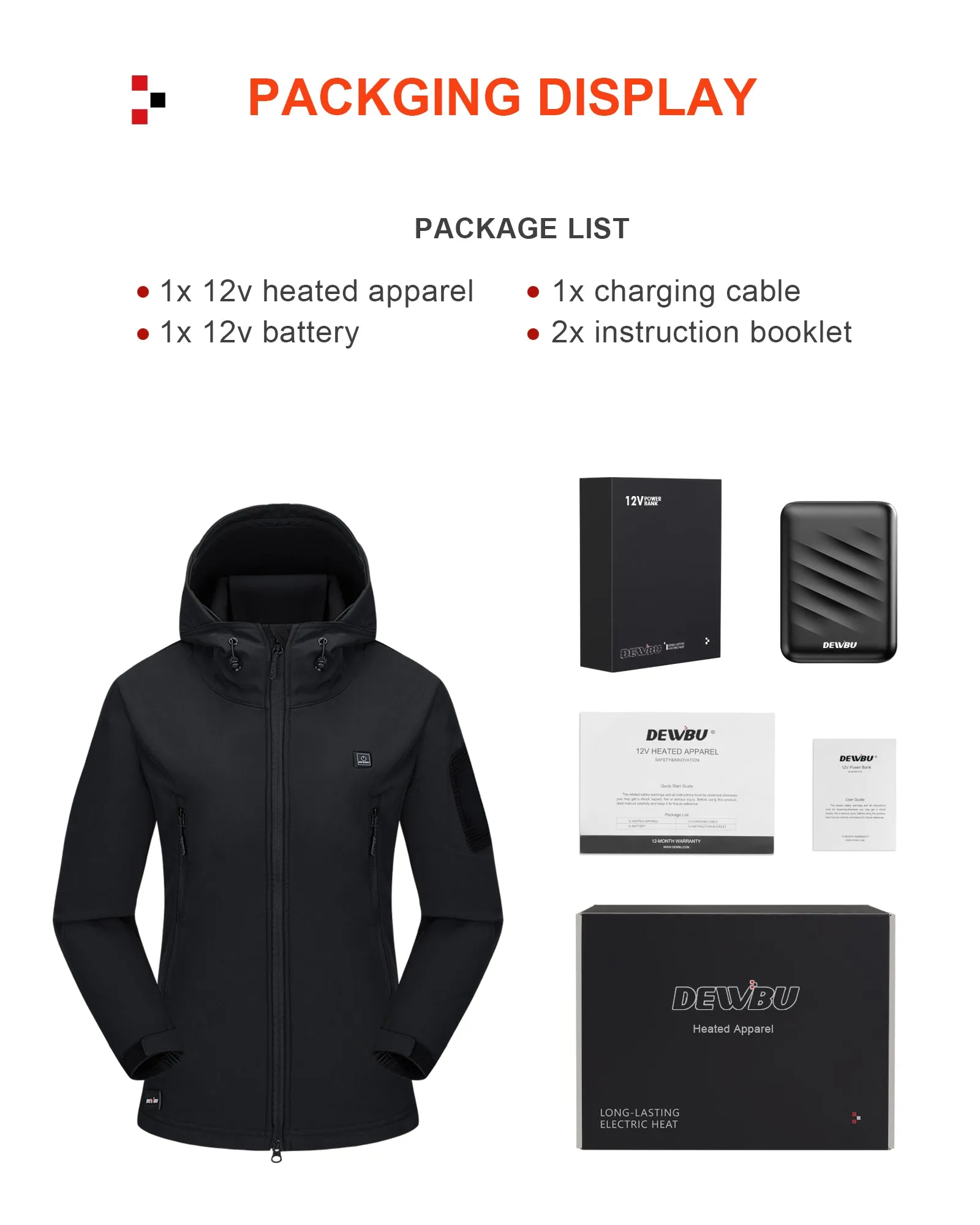 Women's Soft Shell Heated Jacket With 12V Battery Pack - Red