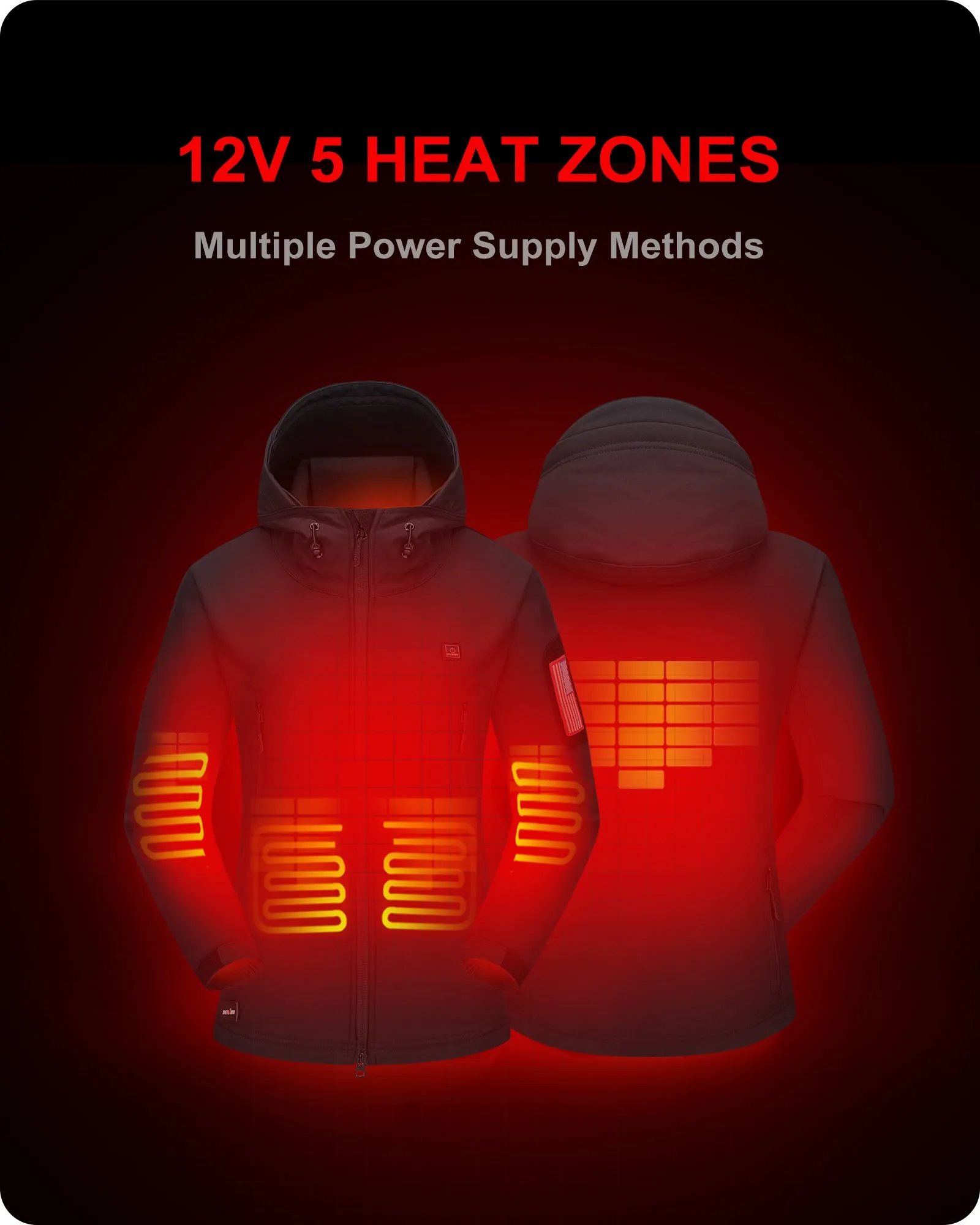 Women's Soft Shell Heated Jacket With 12V Battery Pack - Red