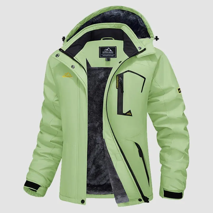 Women's Water-Resistant Fleece Ski Jacket with 4 Pockets - Warm Parka