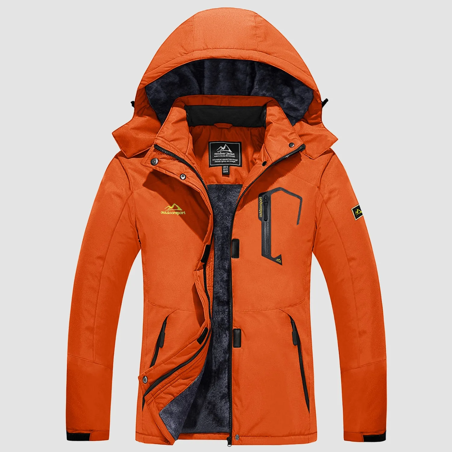 Women's Water-Resistant Fleece Ski Jacket with 4 Pockets - Warm Parka