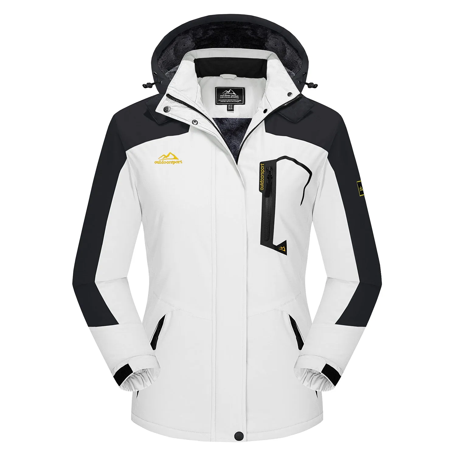 Women's Water-Resistant Fleece Ski Jacket with 4 Pockets - Warm Parka