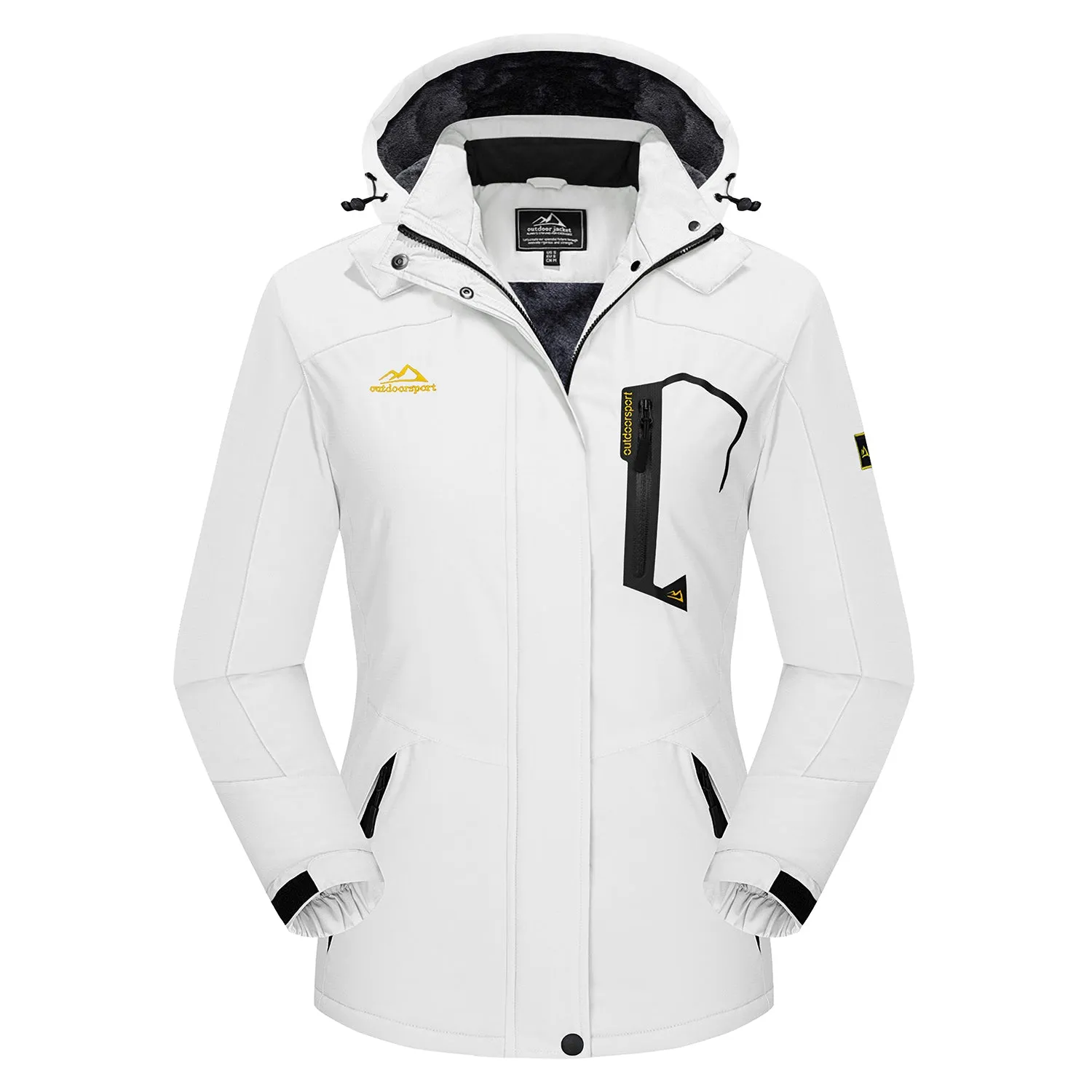 Women's Water-Resistant Fleece Ski Jacket with 4 Pockets - Warm Parka