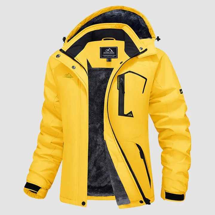 Women's Water-Resistant Fleece Ski Jacket with 4 Pockets - Warm Parka