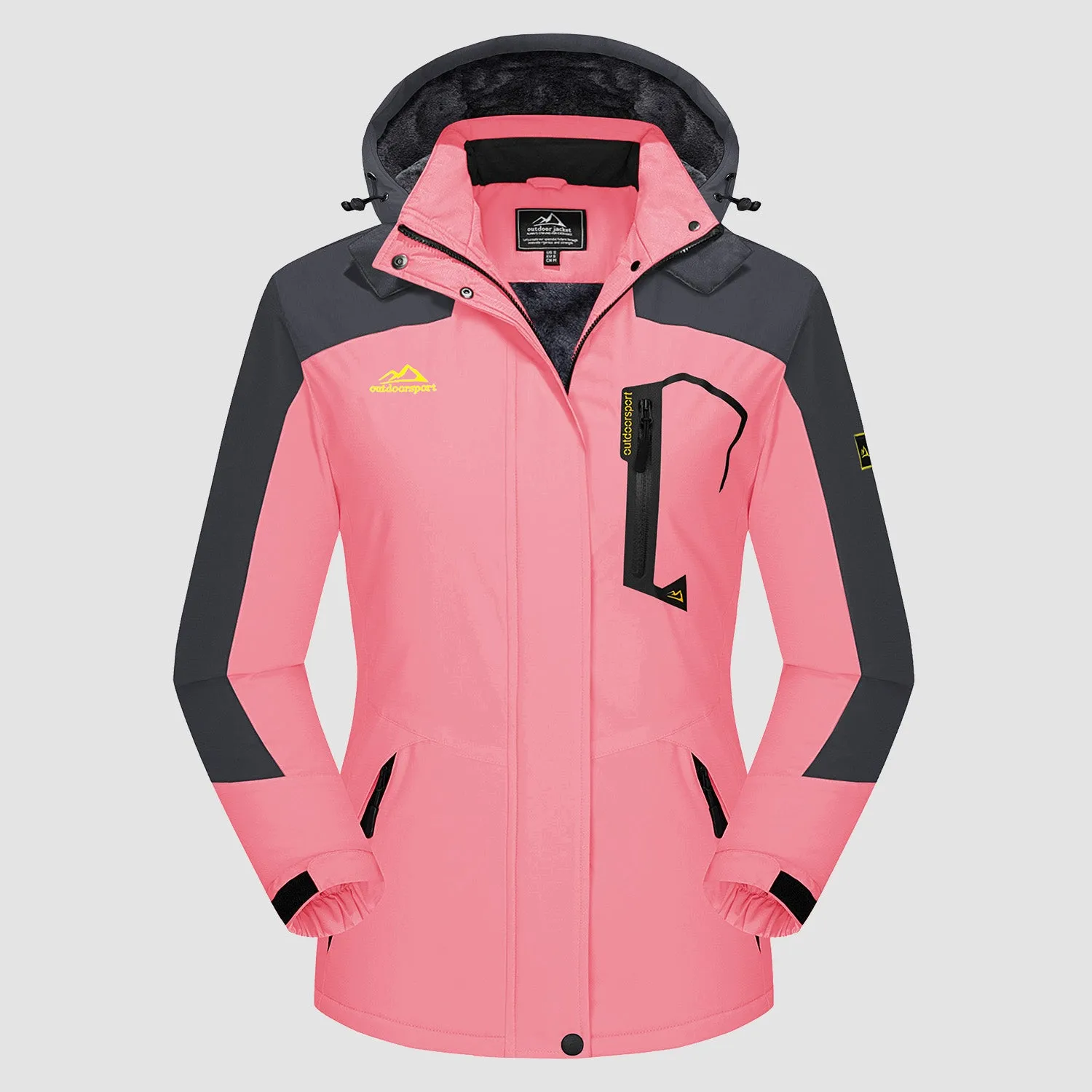 Women's Water-Resistant Fleece Ski Jacket with 4 Pockets - Warm Parka