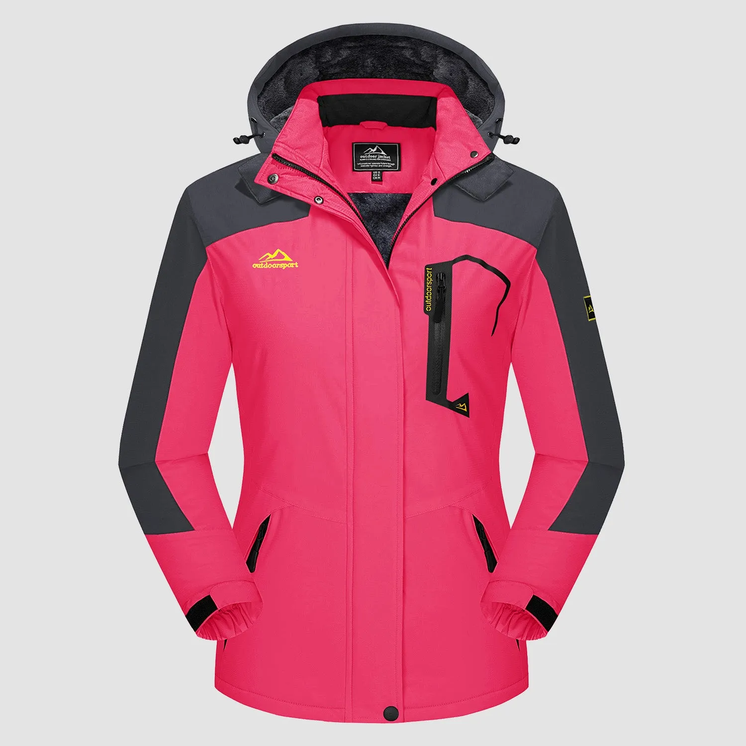 Women's Water-Resistant Fleece Ski Jacket with 4 Pockets - Warm Parka