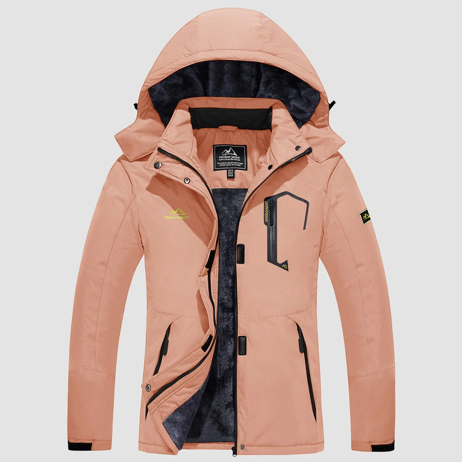 Women's Water-Resistant Fleece Ski Jacket with 4 Pockets - Warm Parka