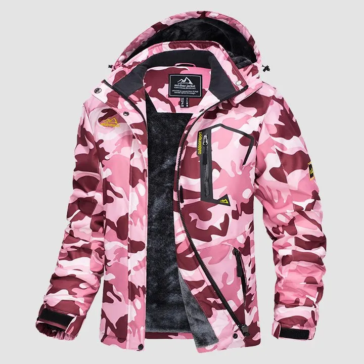 Women's Water-Resistant Fleece Ski Jacket with 4 Pockets - Warm Parka