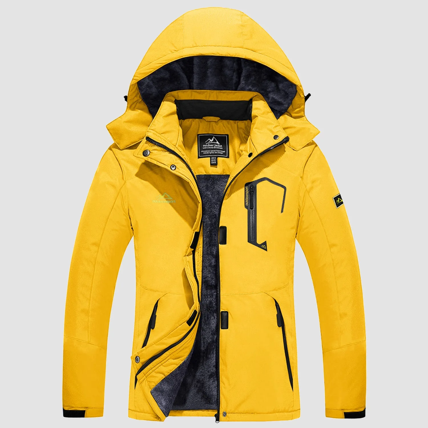 Women's Water-Resistant Fleece Ski Jacket with 4 Pockets - Warm Parka