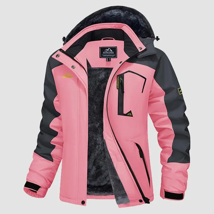 Women's Water-Resistant Fleece Ski Jacket with 4 Pockets - Warm Parka