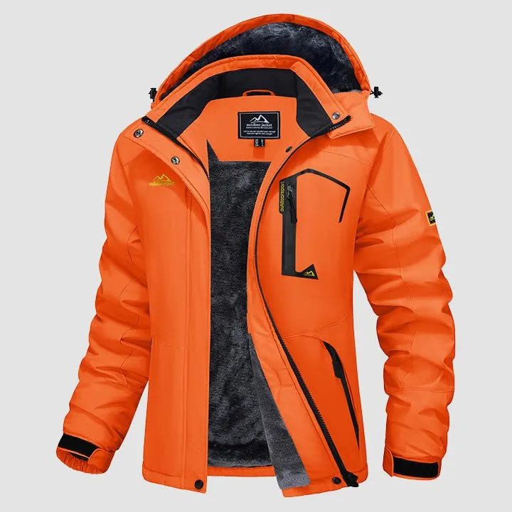 Women's Water-Resistant Fleece Ski Jacket with 4 Pockets - Warm Parka