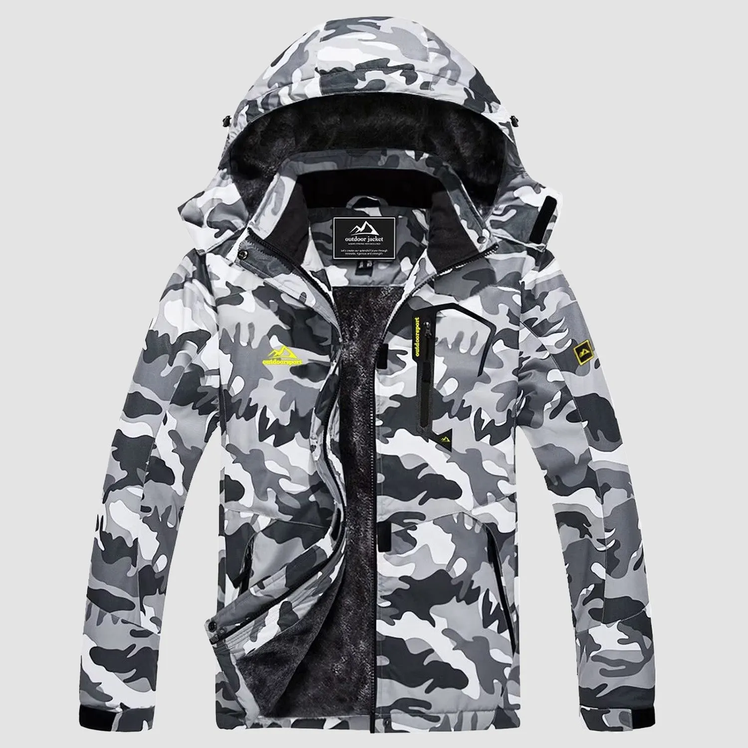 Women's Water-Resistant Fleece Ski Jacket with 4 Pockets - Warm Parka