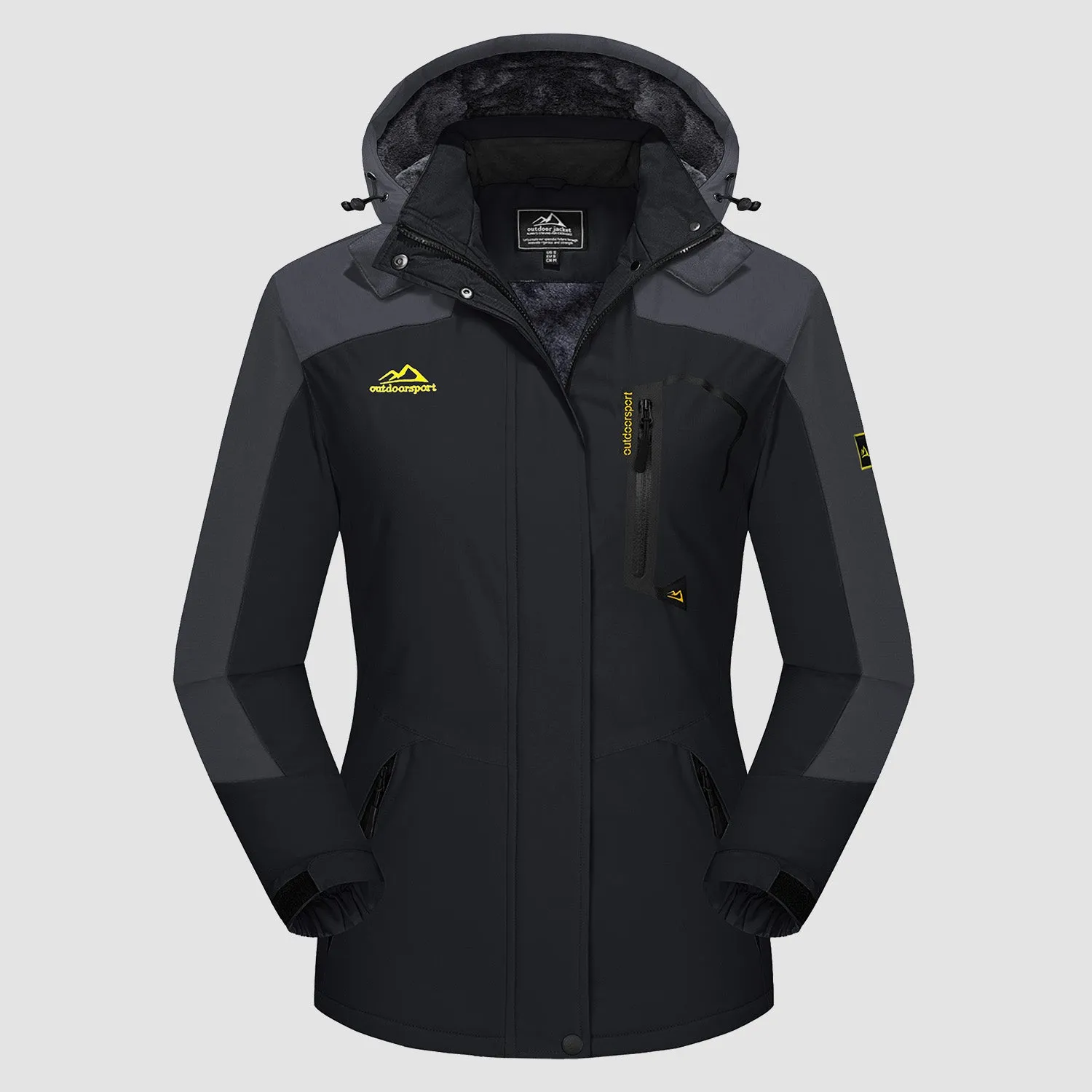 Women's Water-Resistant Fleece Ski Jacket with 4 Pockets - Warm Parka