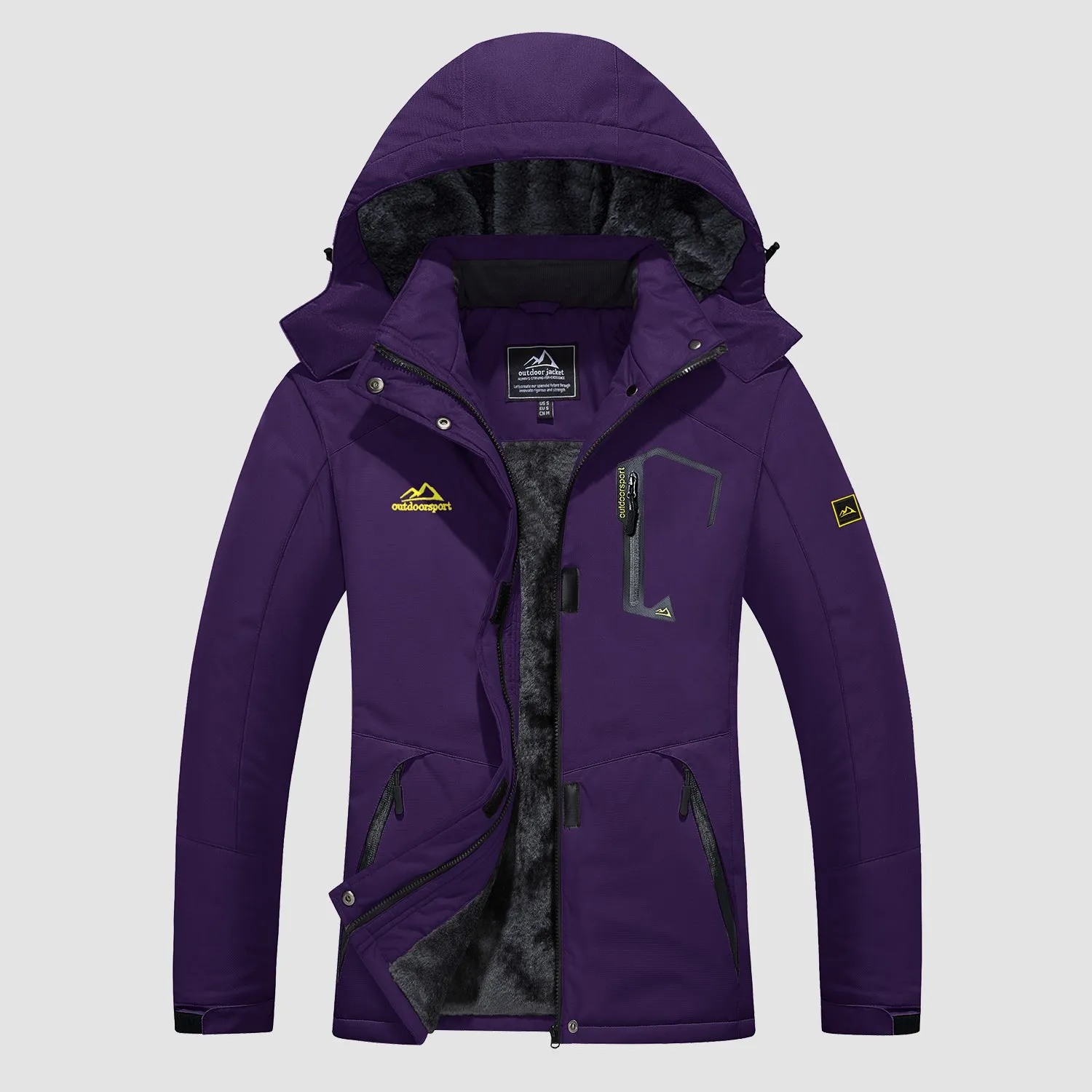 Women's Water-Resistant Fleece Ski Jacket with 4 Pockets - Warm Parka