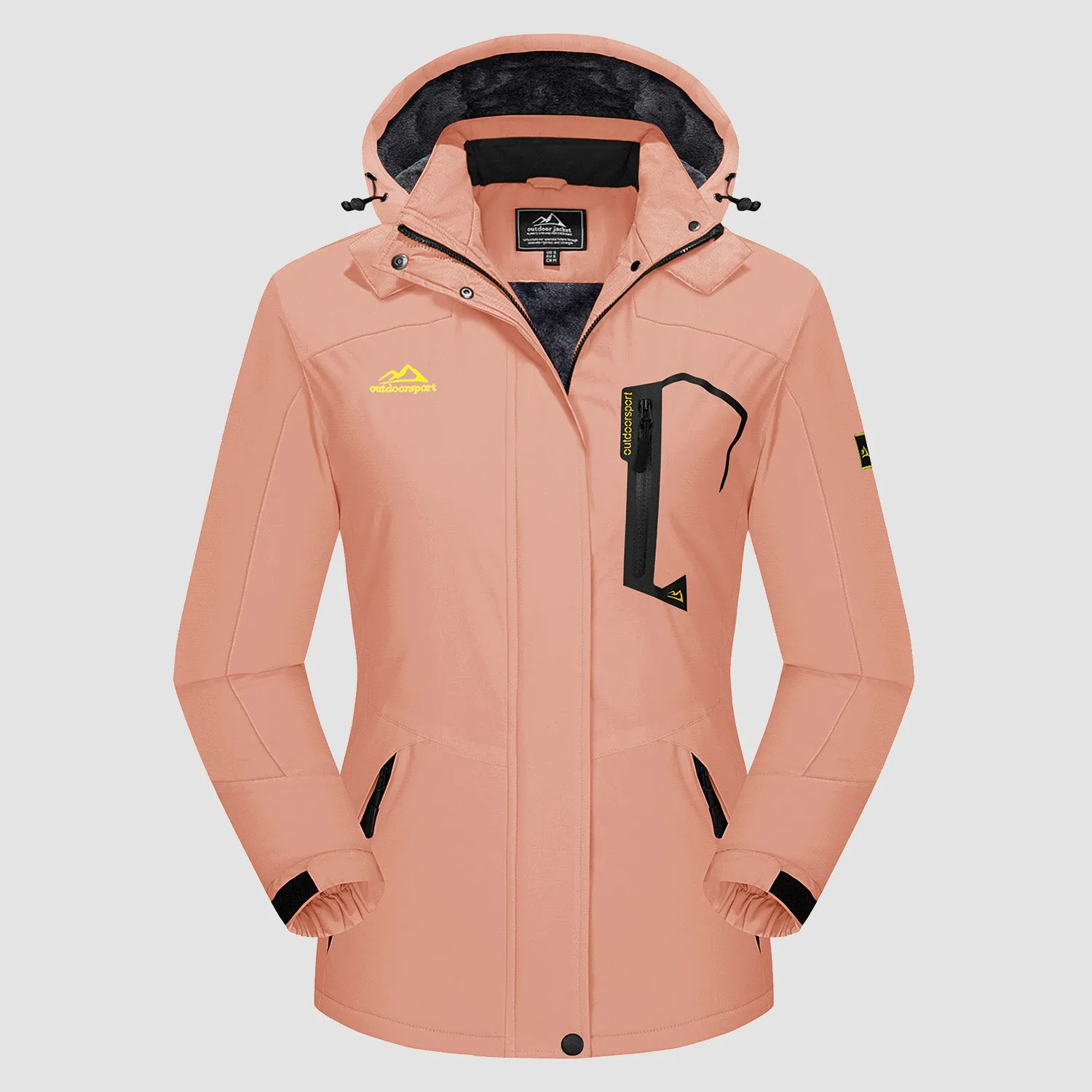 Women's Water-Resistant Fleece Ski Jacket with 4 Pockets - Warm Parka