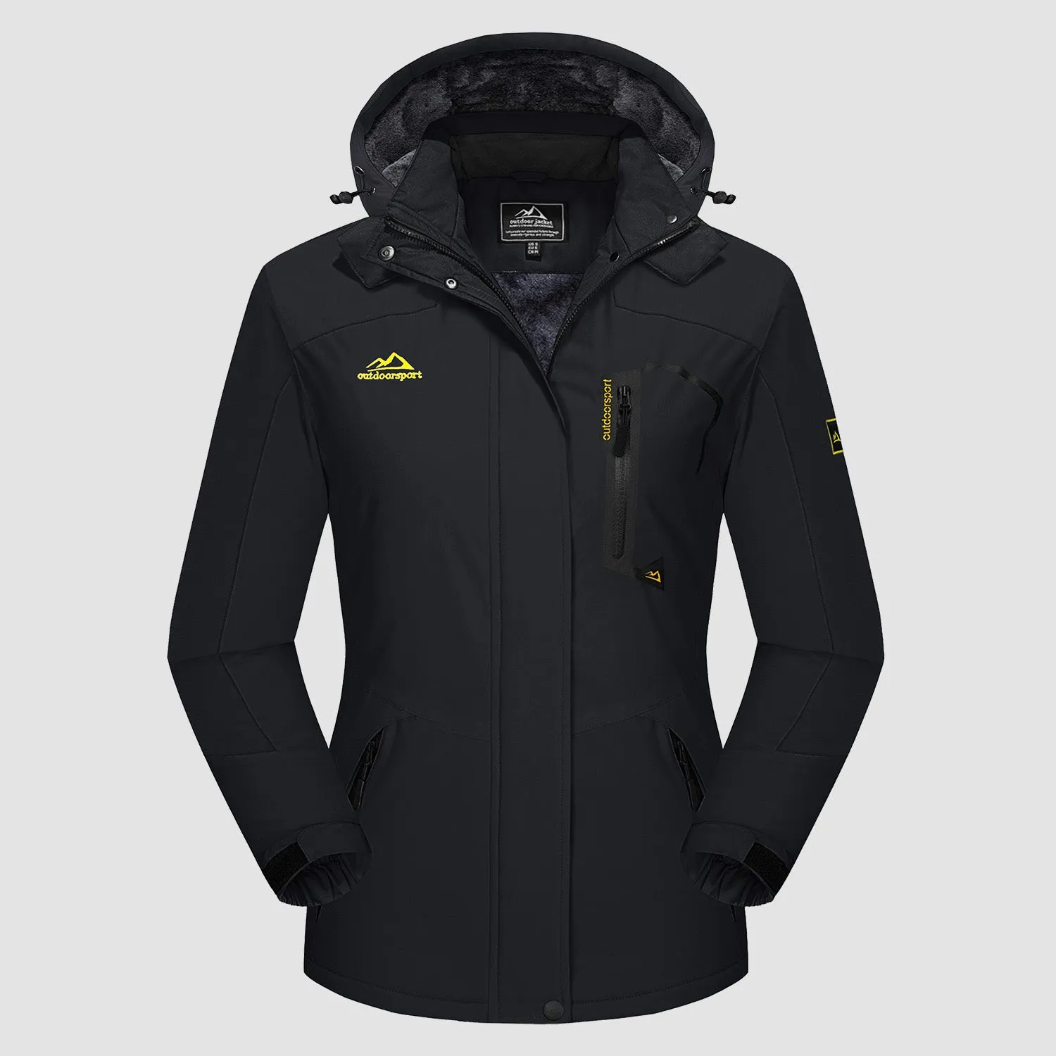 Women's Water-Resistant Fleece Ski Jacket with 4 Pockets - Warm Parka