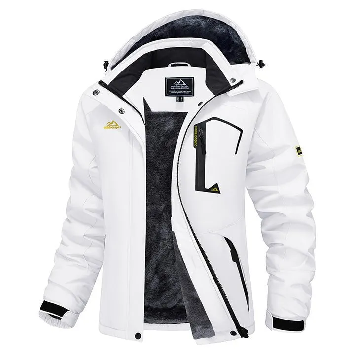 Women's Water-Resistant Fleece Ski Jacket with 4 Pockets - Warm Parka