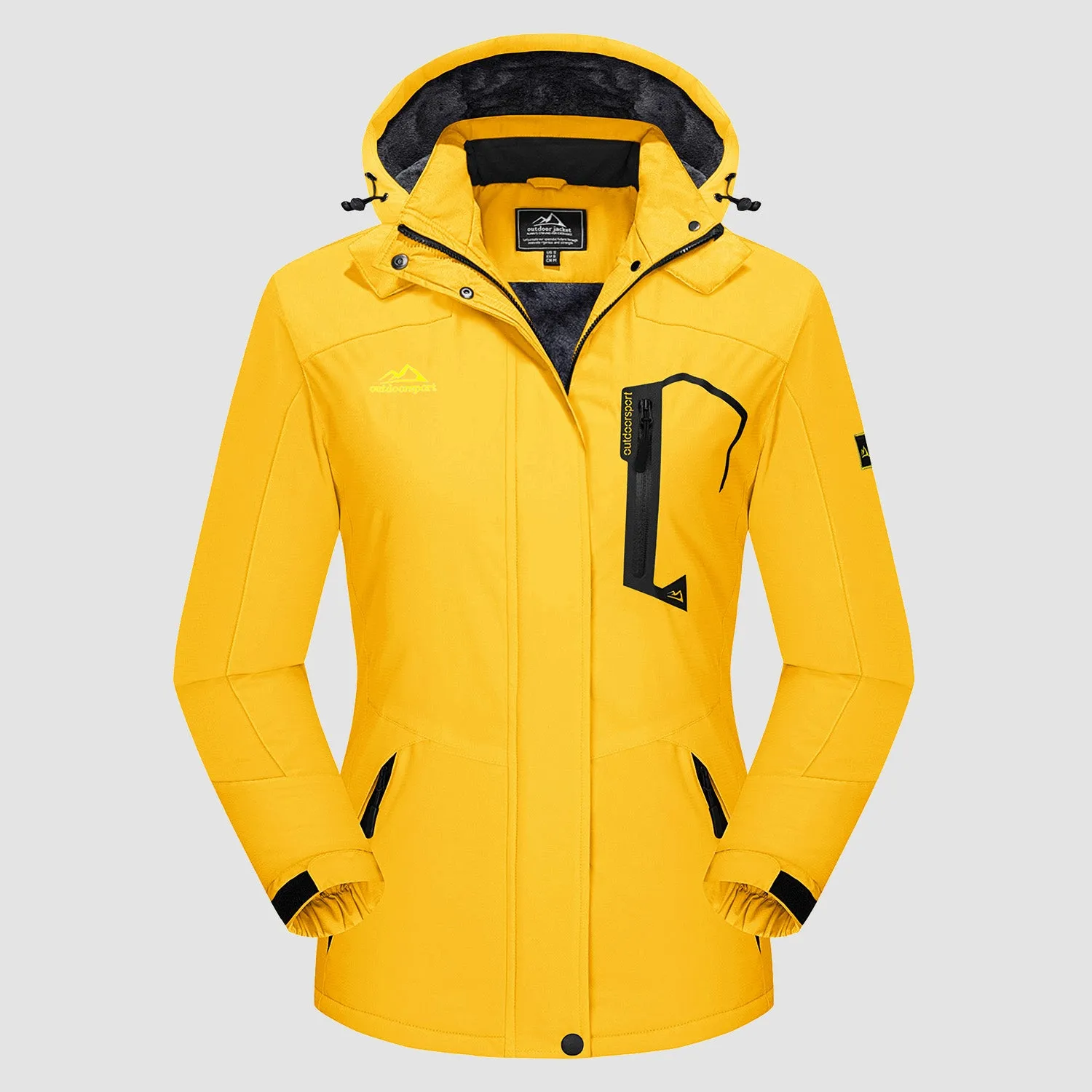 Women's Water-Resistant Fleece Ski Jacket with 4 Pockets - Warm Parka