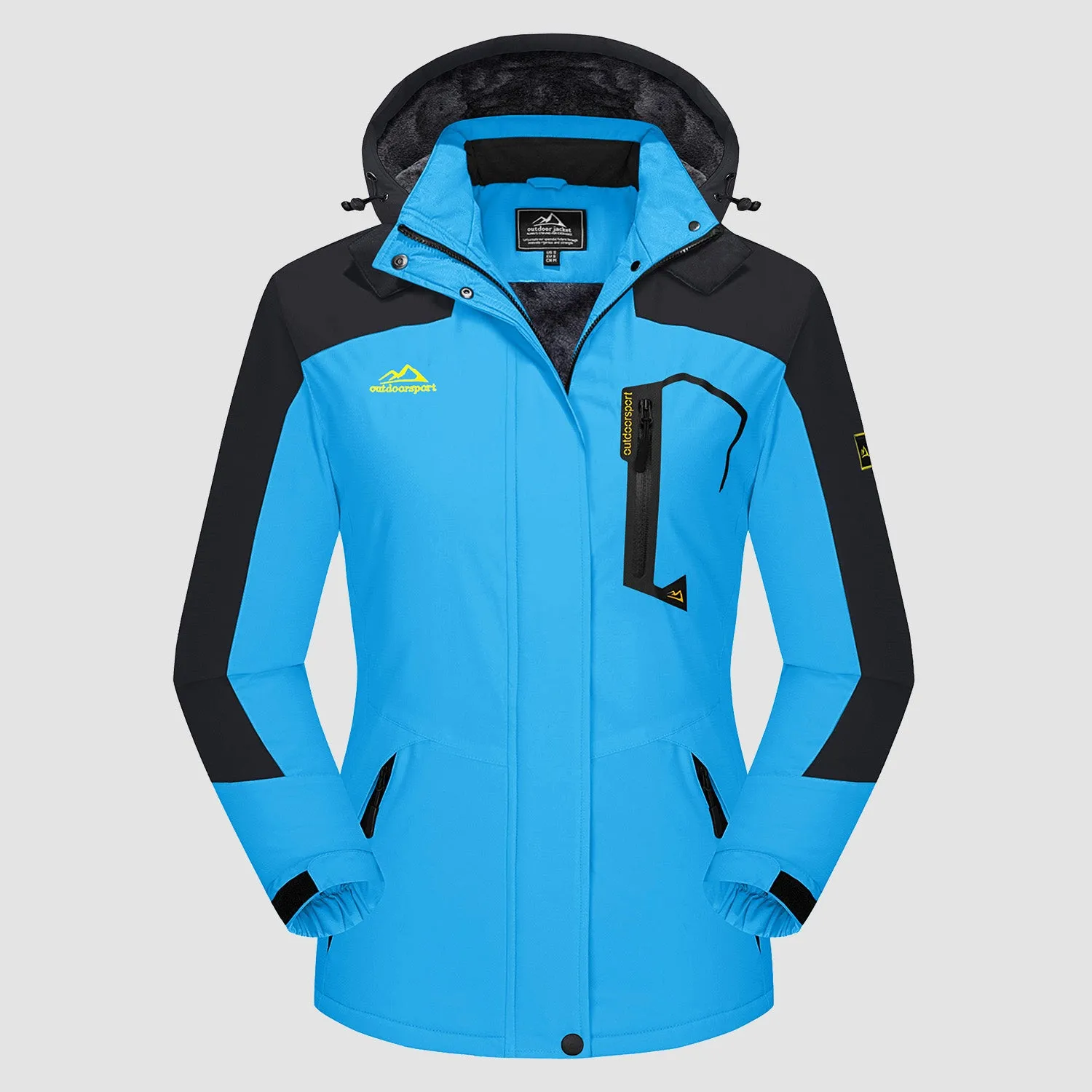 Women's Water-Resistant Fleece Ski Jacket with 4 Pockets - Warm Parka