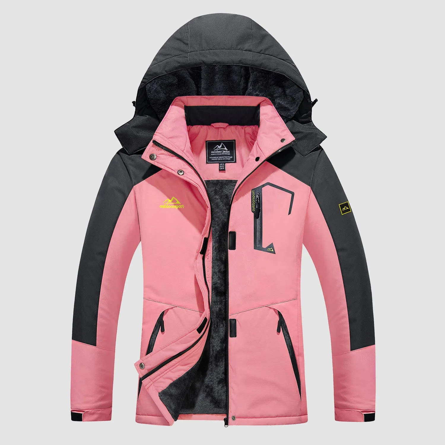 Women's Water-Resistant Fleece Ski Jacket with 4 Pockets - Warm Parka